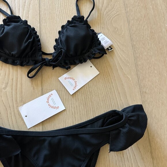 Dippin' Daisy's - Black - Bella bikini top & Lillian bikini bottom - NWT X-Small - Picture 2 of 9
